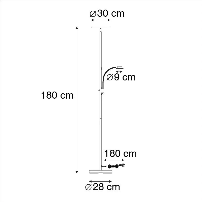 Модерна подова лампа черна с LED и лампа за четене - Chala
