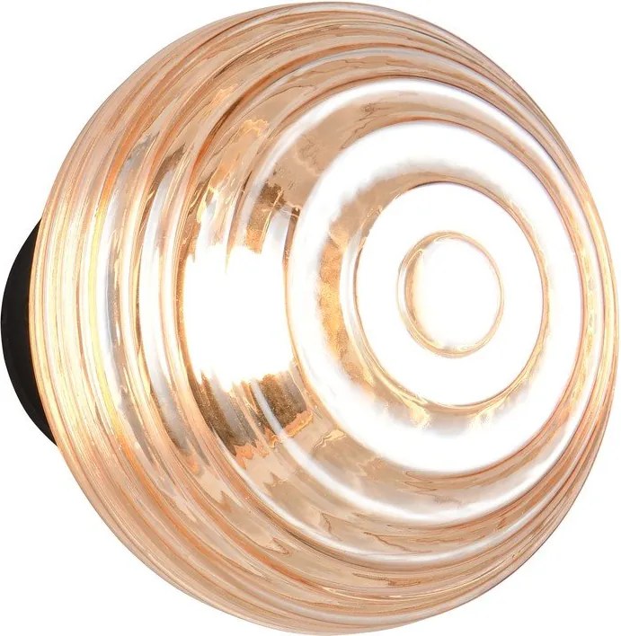 Стъклена LED стенна лампа с USB в кехлибарен цвят ø 15,5 cm Earl – Reality