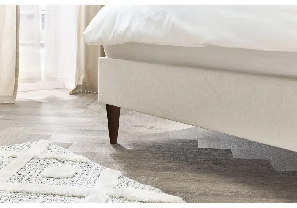 Бежово тапицирано двойно легло с решетка 160x200 cm Sary - Bobochic Paris