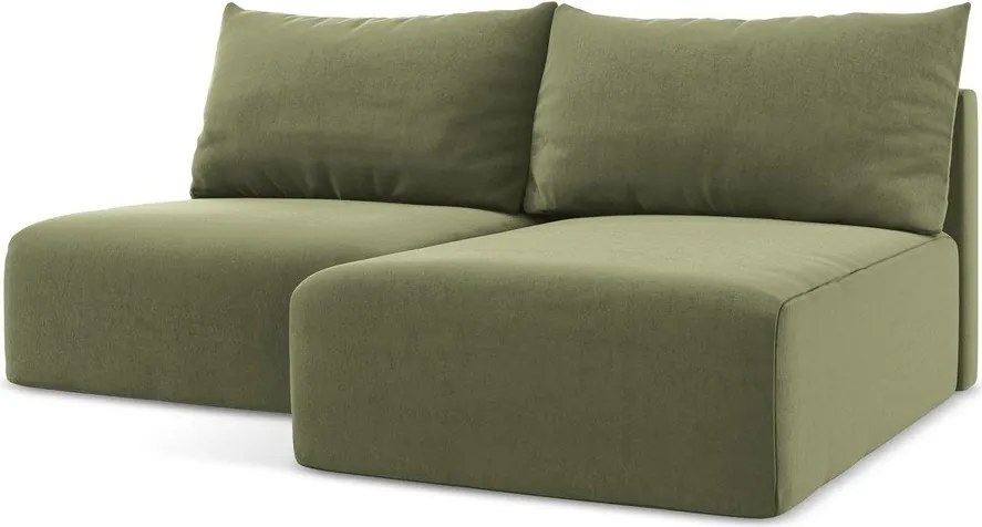 Зелен кадифен сгъваем/с място за съхранение ъглов диван (десен ъгъл) Kalena – Makamii