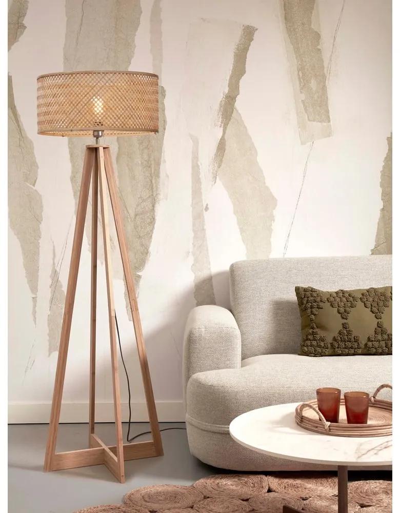 Подова лампа с бамбуков абажур в естествен цвят (височина 145 см) Java - Good&amp;Mojo