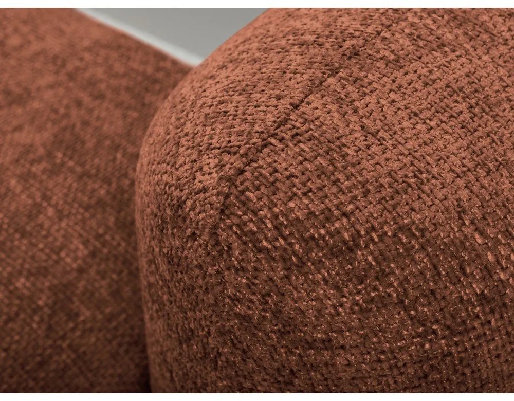 Теракотен шенилов разтегателен ъглов диван с място за съхранение (ляв ъгъл) Mele – Makamii