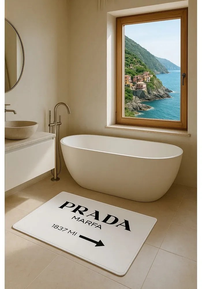 Бели кадифени килими за баня в комплект 2 бр. 60x100 cm Prada – Mila Home