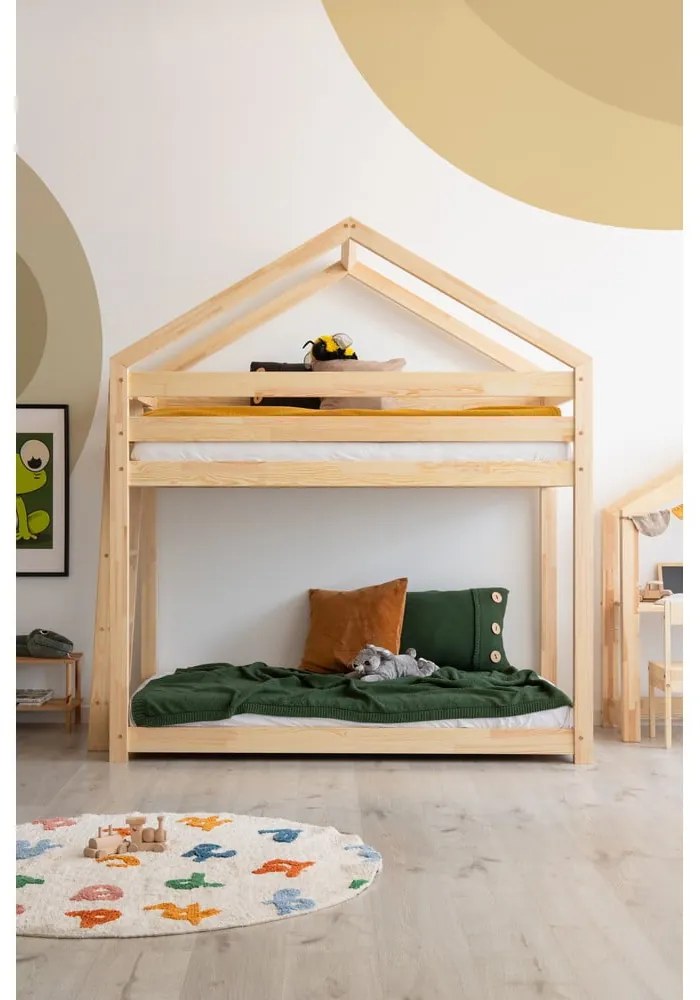 Двуетажно легло от борова дървесина в естествен цвят 80x200 cm Mila DMPB - Adeko