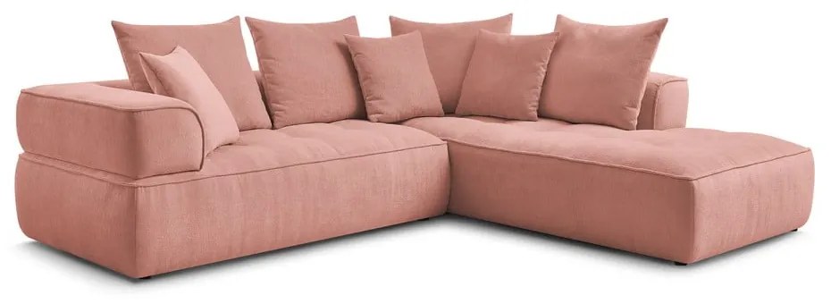 Розов шенилов ъглов диван (десен ъгъл/L форма) Whesley – Bobochic Paris