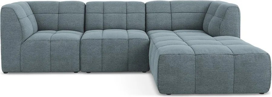 Син ъглов диван от прежда с примки от букле (десен ъгъл) Aloha – Makamii