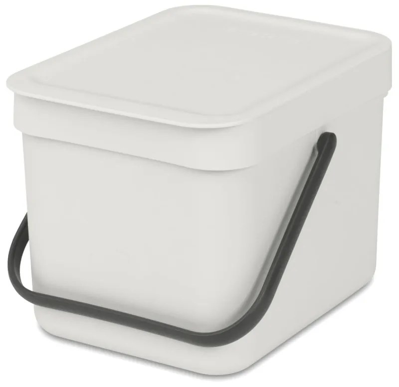 Кош за разделно събиране на боклук Brabantia Sort&Go 1005514, 6 л, Дръжка, Възможност за стенен монтаж, Светлосив