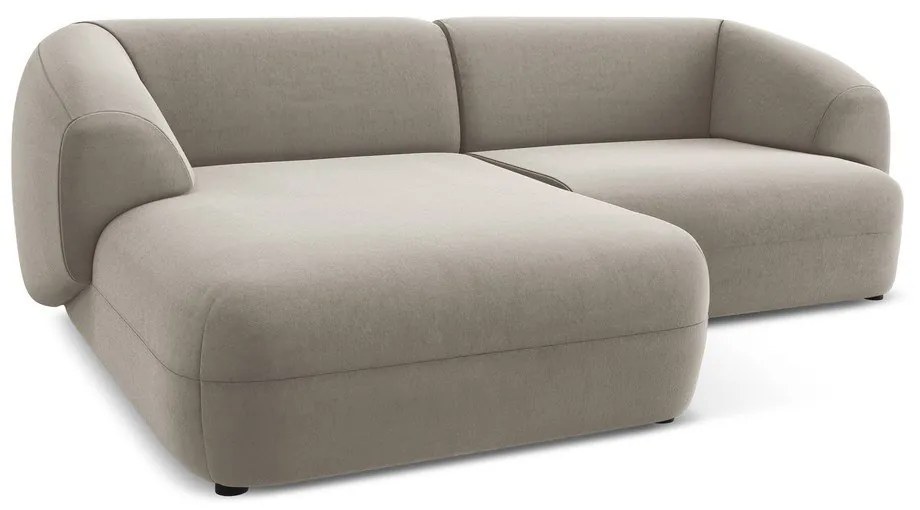 Бежов кадифен ъглов диван (ляв ъгъл) Moana – Makamii