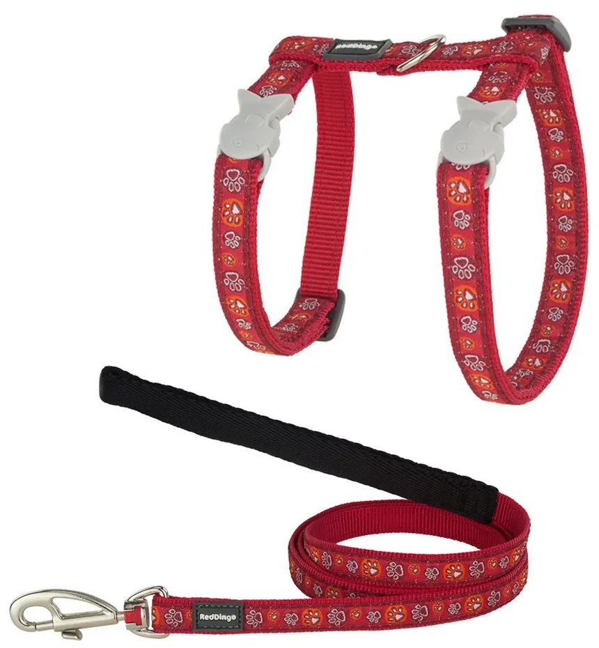 Cat Harness Red Dingo TicWatch Style, 21-35 cm