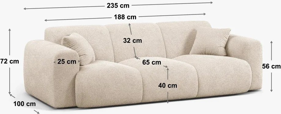 Бежов диван от плат букле 235 cm Molino - Micadoni Home