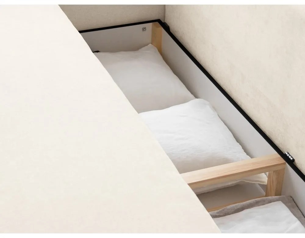 Кремав разтегателен диван с място за съхранение 231 cm Elen – Micadoni