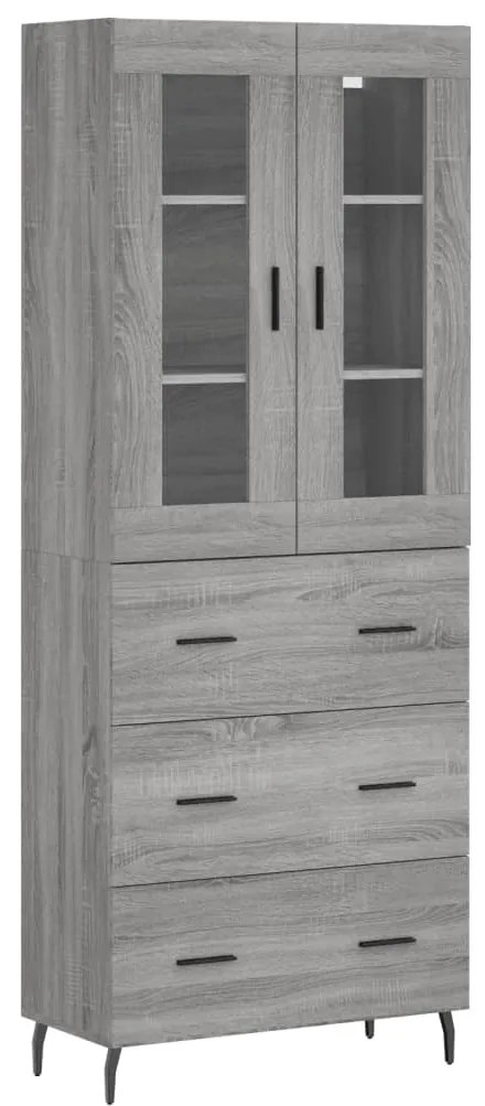 3198423 vidaXL Висок шкаф, сив сонома, 69,5x34x180 см, инженерно дърво