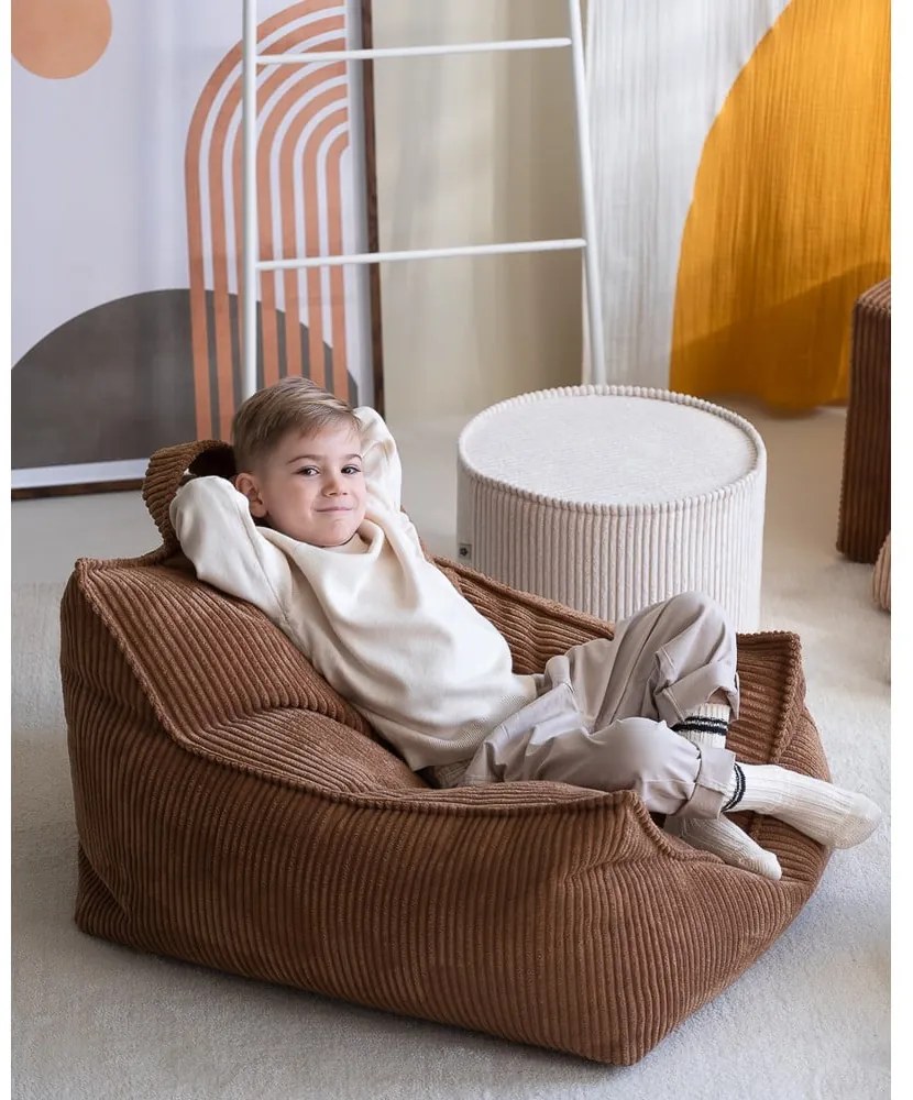 Кремав детски пуф от рипсено кадифе – Wigiwama