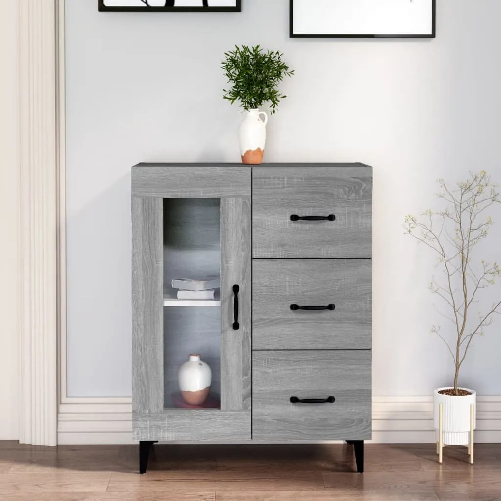 817367 vidaXL Сайдборд, сив сонома, 69,5x34x90 см, инженерно дърво