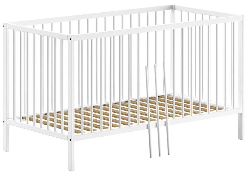 Бяло детско креватче 70x140 cm от масивен бор DINO – Vipack