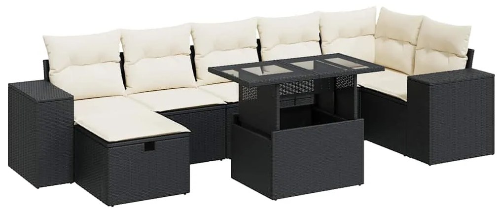 3327946 vidaXL Градински комплект с възглавници, 5 части, черен полиратан