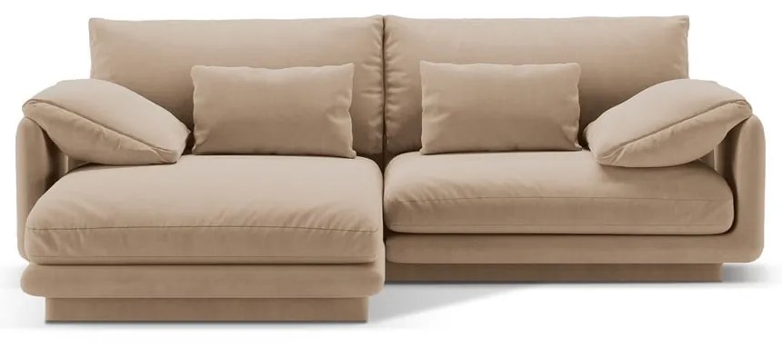 Бежов кадифен ъглов диван (ляв ъгъл) Torino – Micadoni