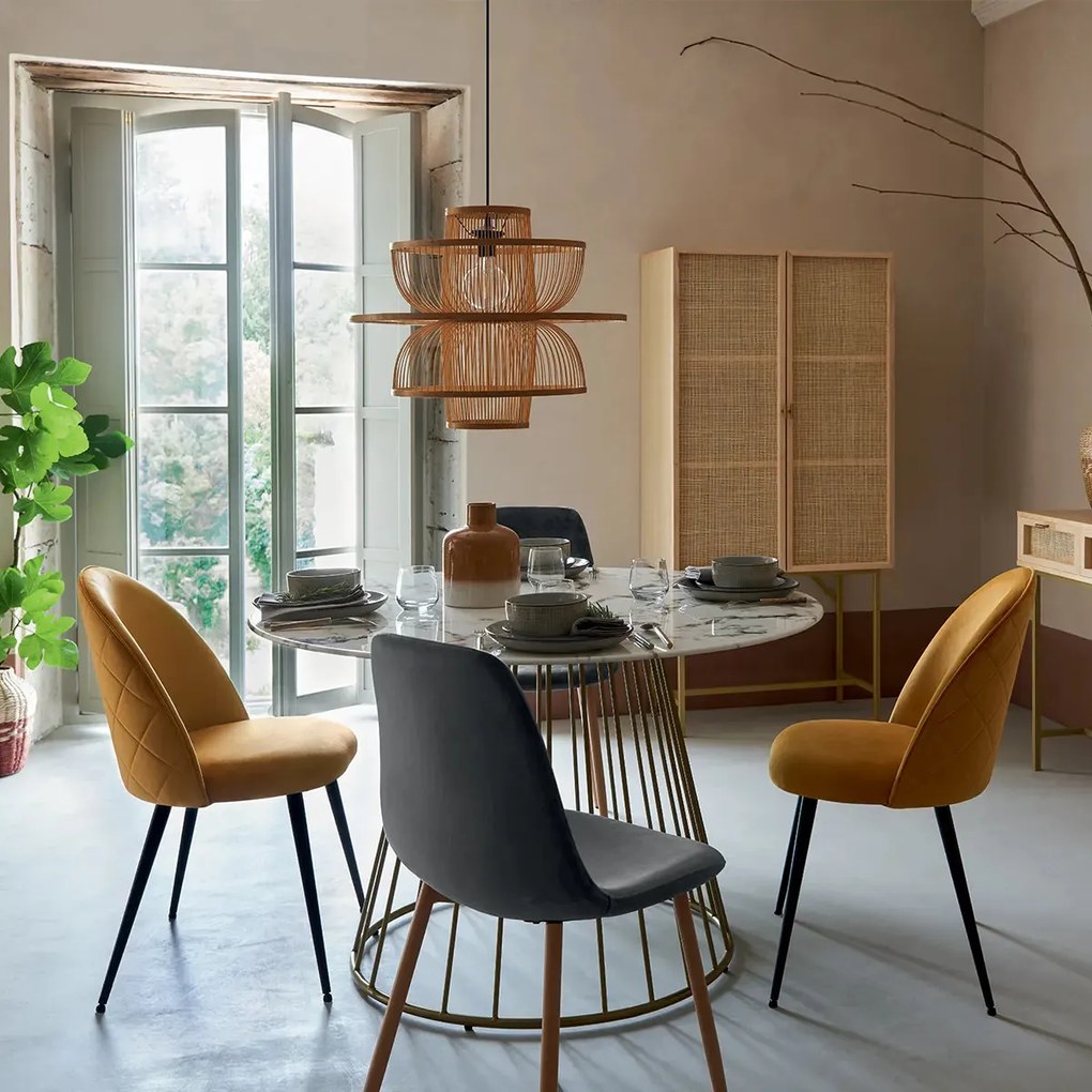 Трапезен стол atmosphera Roka, Кадифе - Сив