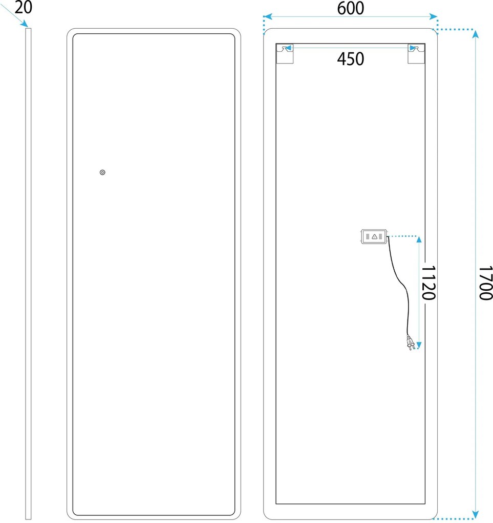 Огледало LED Classico 60x170cm White