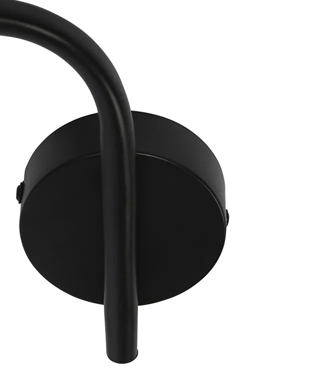 Таванна лампа черна 44,5 см с димно стъкло 3-светлина - Vidro