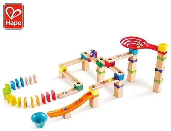 Комплект дървена игра, Hape, Домино, Състезателна писта, 81 части