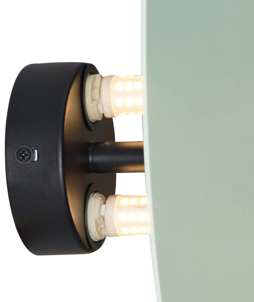 Дизайнерска стенна лампа зелена органична 32 см 2 светлини - Pulley