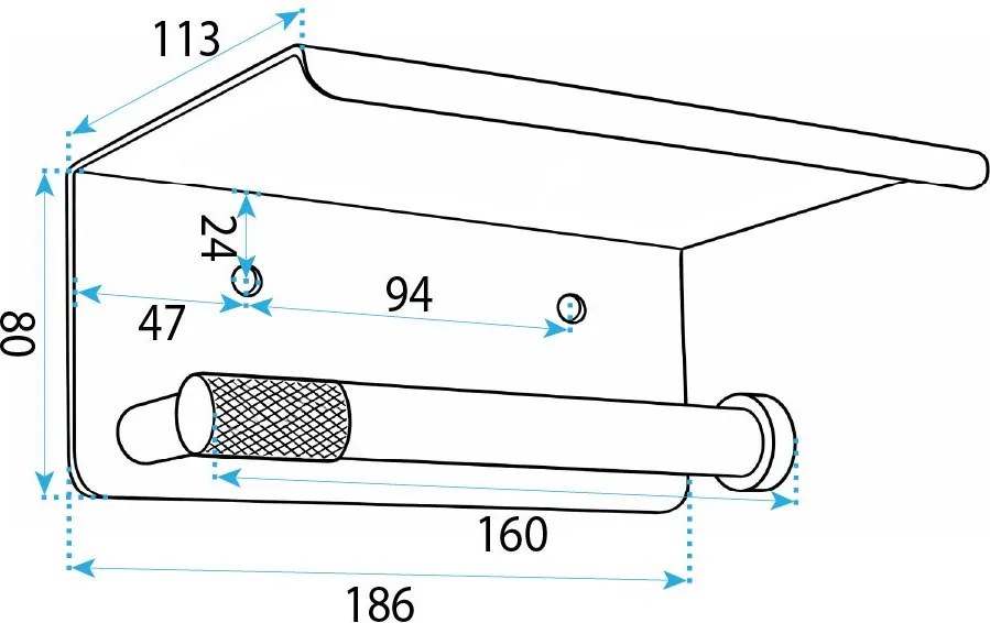 Държач за тоалетна хартия с етажерка 6613 Modern Copper