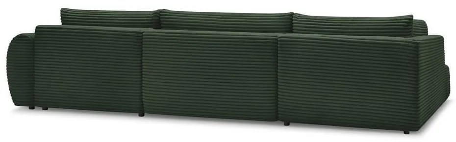 Тъмнозелен сгъваем/с място за съхранение ъглов диван от рипсено кадифе (ляв ъгъл/U форма) Lucien – Bobochic Paris