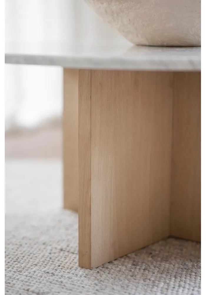 Бяла мраморна кръгла масичка за кафе 90x90 cm Brooksville - Rowico