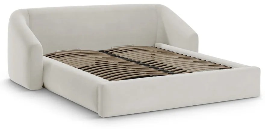 Бежово двойно легло 140x200 cm тапицирано с място за съхранение с включена подматрачна рамка Campi – Cosmopolitan Design