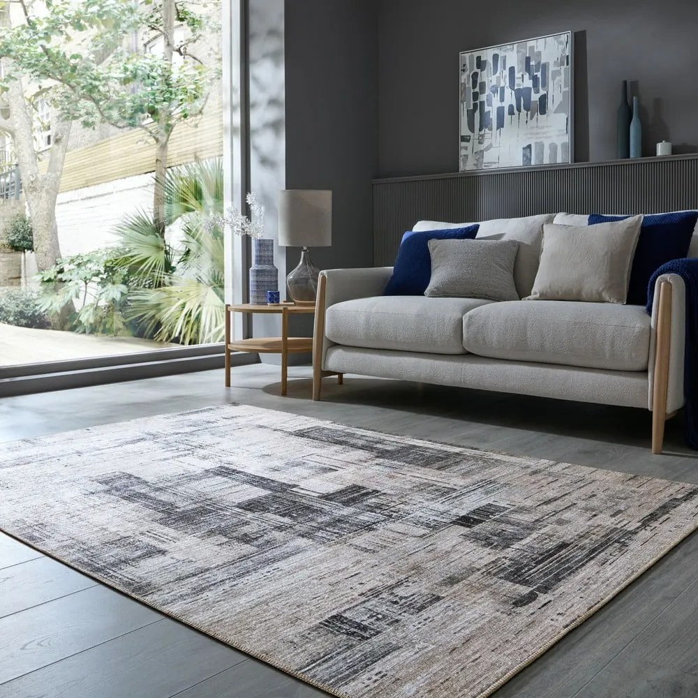 Сив килим подходящ за пране 152x230 cm Silas Abstract – Flair Rugs