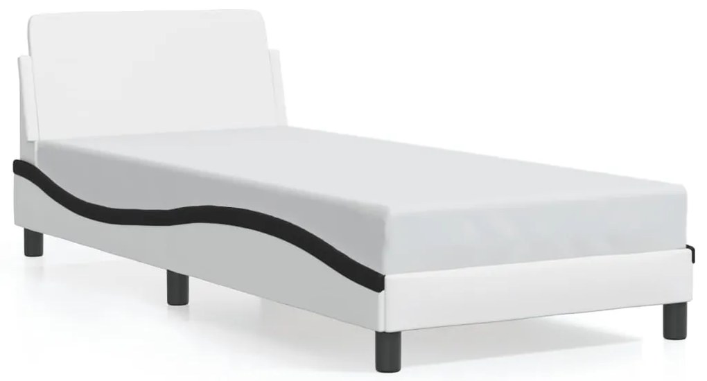 373084 vidaXL Рамка за легло Dover, бяла, черна, 80x200 см, изкуствена кожа
