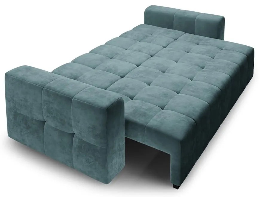 Син кадифен разтегателен диван Luca - Milo Casa