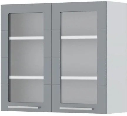 Висящ шкаф Hudson V7-80-2KS with Витрина-White - Gray