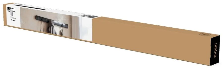 Черна стенна закачалка от ясенова дървесина Flip - Umbra