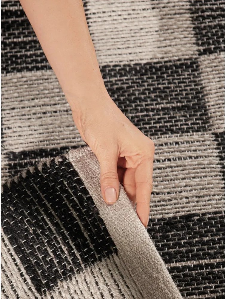 Черен/кремав двустранен/ръчно изработен килим със смес от юта 160x230 cm Rex – Hanse Home