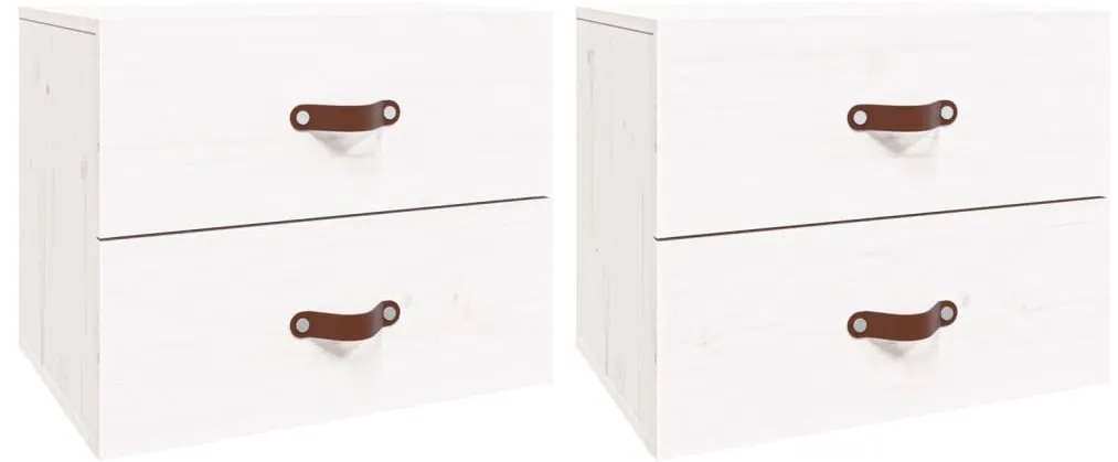 820979 vidaXL Нощни шкафчета за стенен монтаж, 2 бр, бели, 50x36x40 см