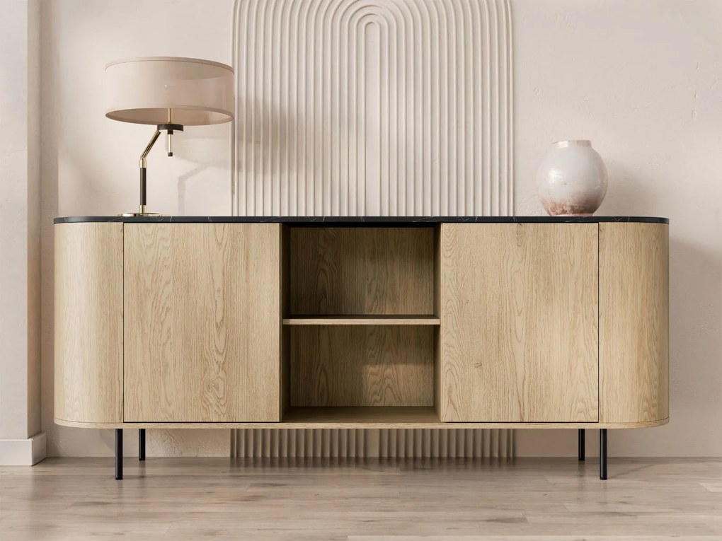 Скринов шкаф Lygrint II-черен мрамор - черно