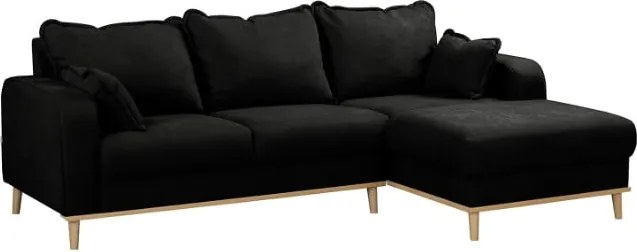 Черен ъглов диван (десен ъгъл) Beata - Ropez