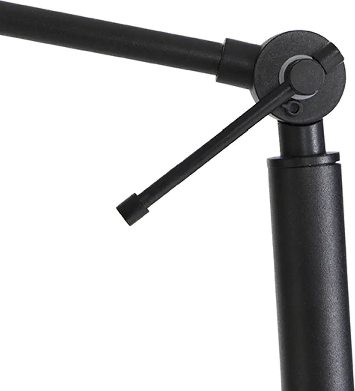 Регулируема черна подова лампа с бежов плюшен абажур 50 см - Editor