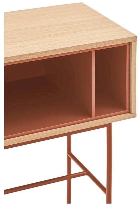 Конзолна маса в тухленочервено с дъбов фурнир Yoko - Teulat