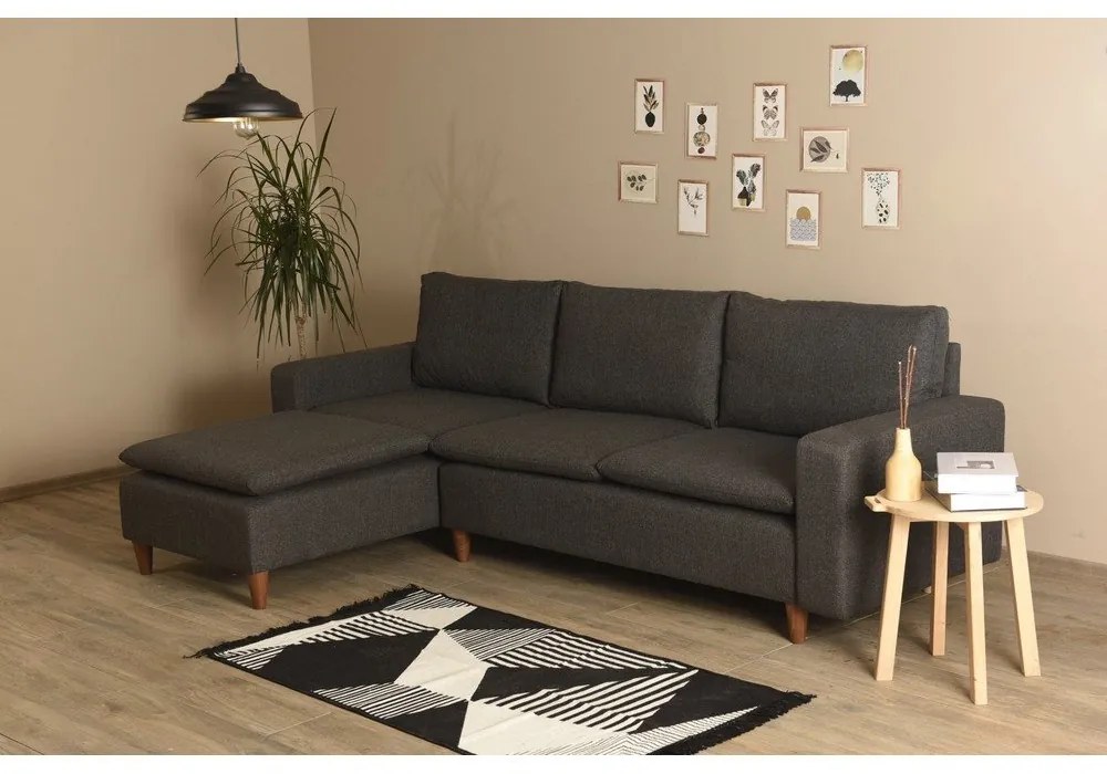 Сив ъглов диван (ляв ъгъл) Lungo – Balcab Home