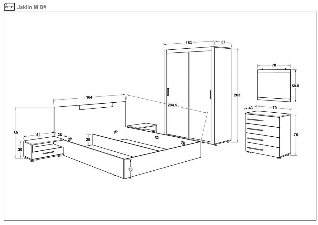 Спален комплект 160/200 Жаклин М