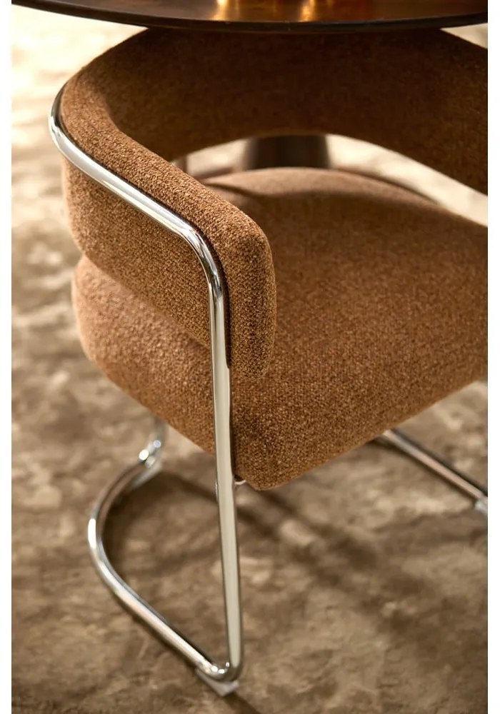 Кафяв метален трапезен стол с подлакътници Adante – Light &amp; Living