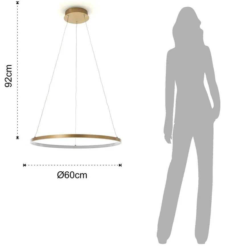 Висяща лампа в златист цвят, височина 92 cm Ring - Tomasucci