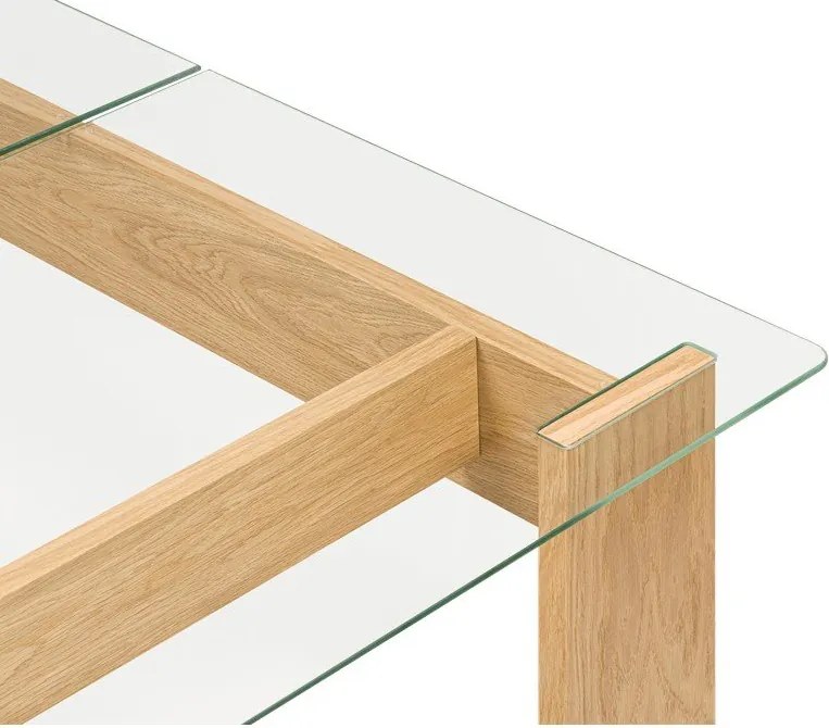 Масичка за кафе със стъклен плот в естествен цвят 86x132 cm Naiko – noo.ma