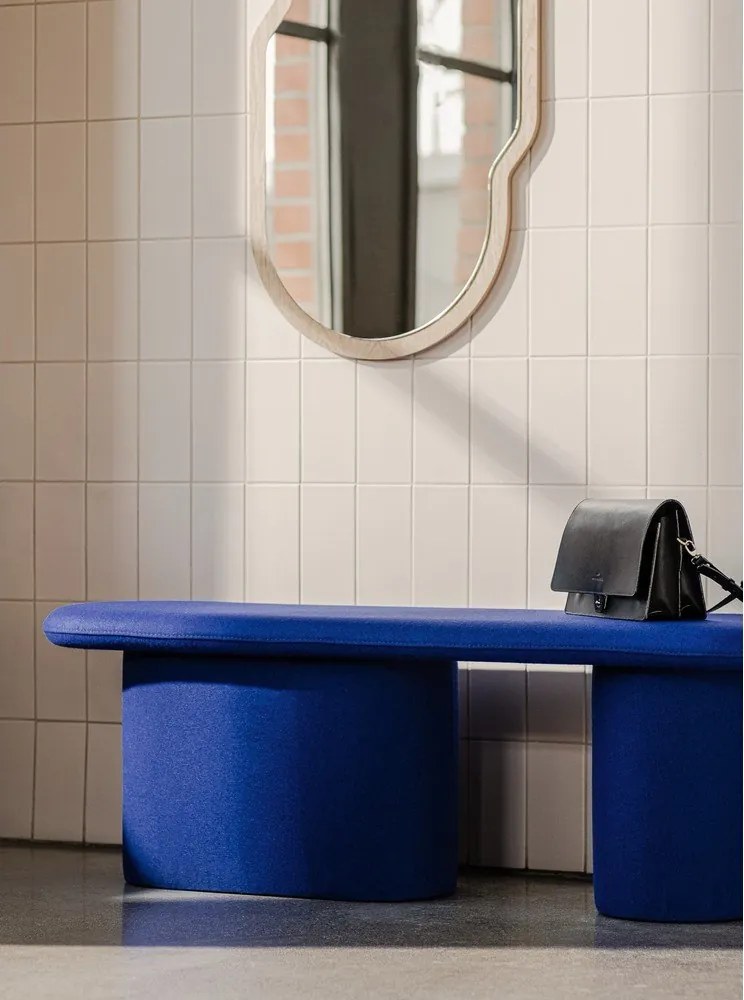 Синя вълнена подплатена пейка Rull – noo.ma