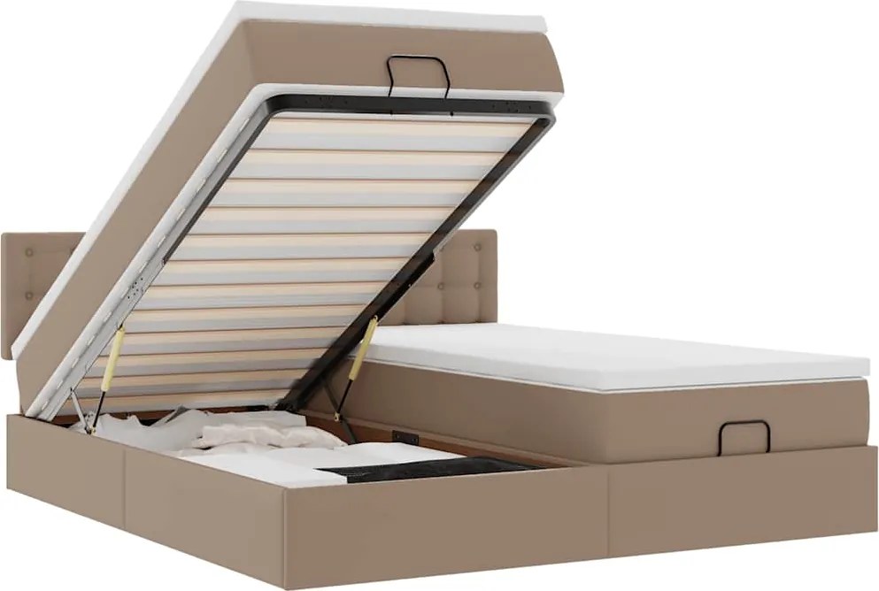 3311955 vidaXL Османска легло с матраци, капучино, 160x200 см, изкуствена кожа