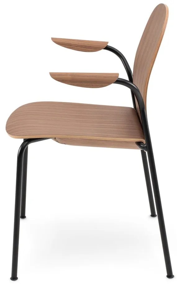 Трапезни столове в комплект с подлакътници/за подреждане 2 бр. от декор от орех в цвят кафяв коняк/в естествен цвят Book – Gazzda