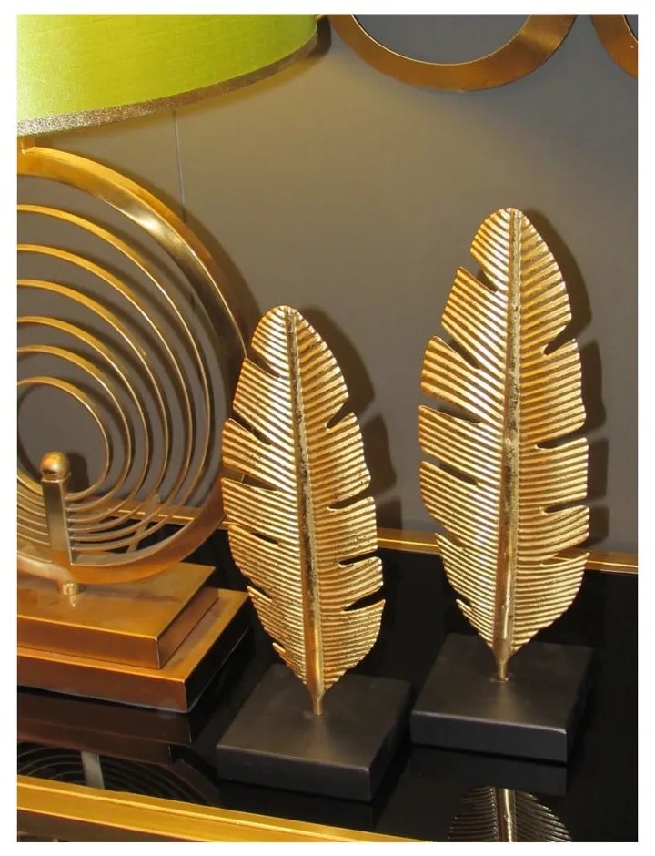 Декоративен свещник в златист цвят Feather, височина 34 cm Glam - Mauro Ferretti